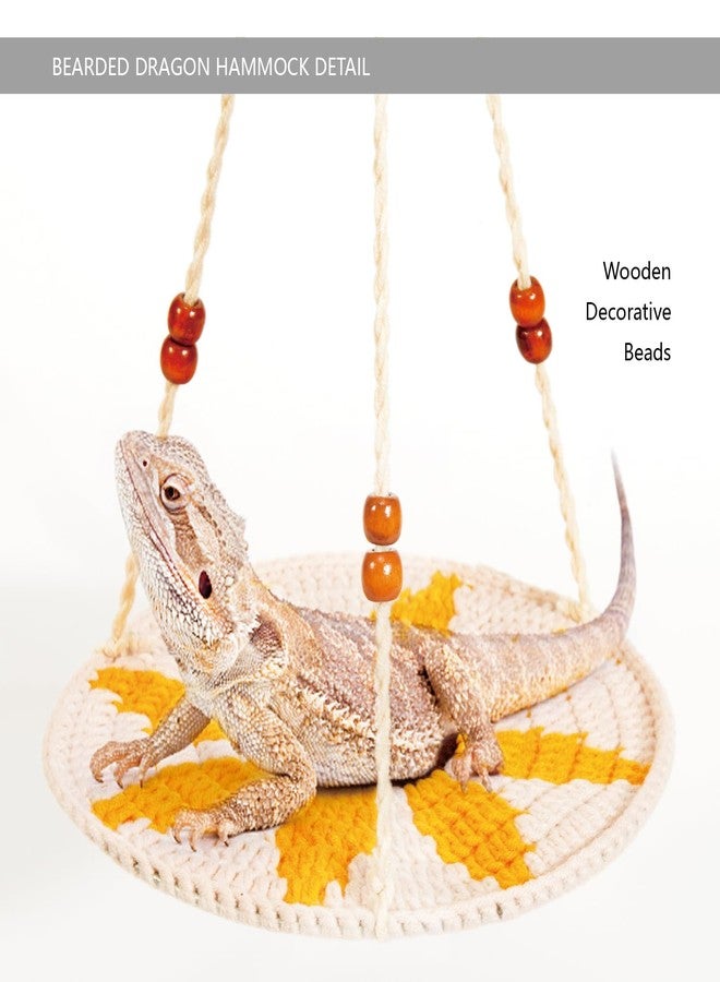 Yosadol Bearded Dragon Hammock, Handwoven Beardie Hammock, Pineapple Pattern Lizard Hanging Bed, Small Animal Pets Round Swing, Bearded Dragon Tank Accessories, Habitats Supplies, Climbing Toy - Image 5